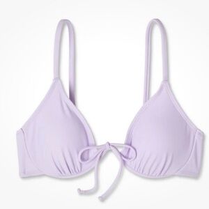 Wild Fable Lilac Purple Underwire Bikini Top Tie Front Support Bralette NWT